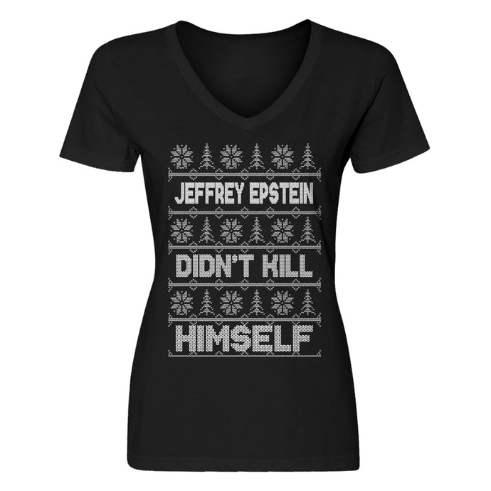 Womens Jeffrey Epstein Ugly Christmas Sweater V-Neck T-shirt