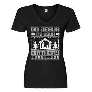 Womens Go Jesus Its Your Birthday Vneck T-shirt