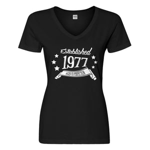 Womens Established 1977 Vneck T-shirt