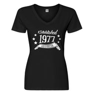 Womens Established 1977 Vneck T-shirt