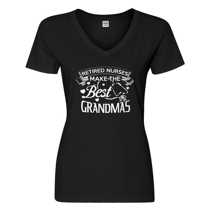 Womens Retired Nurses Best Grandmas Vneck T-shirt