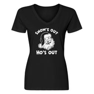 Womens Snows Out Ho's Out V-Neck T-shirt