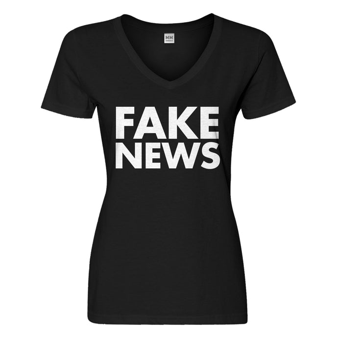 Womens FAKE NEWS Vneck T-shirt
