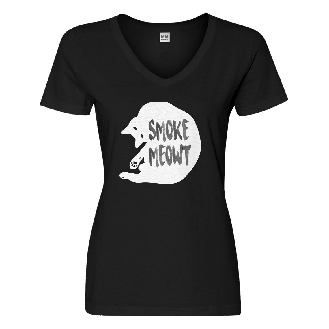 Womens Smoke Meowt Vneck T-shirt