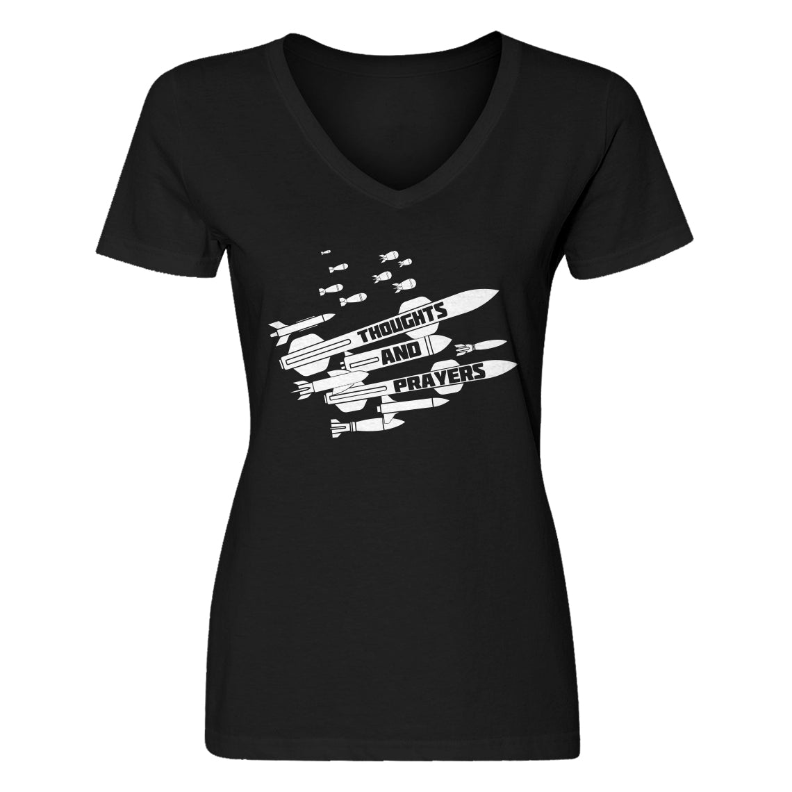 Womens Thoughts and Prayers Vneck T-shirt