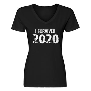 Womens I Survived 2020 V-Neck T-shirt