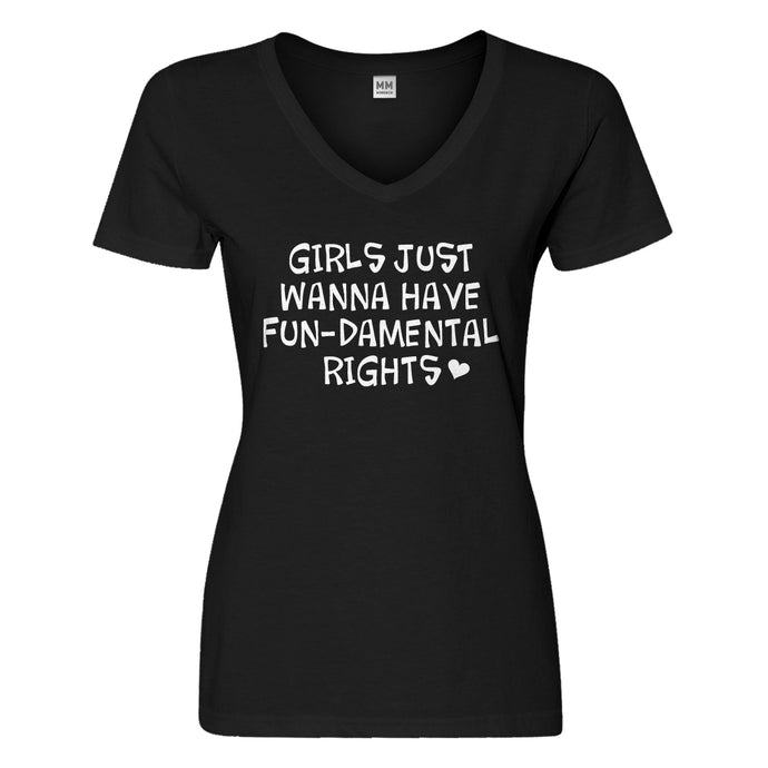 Womens Girls Wanna Have Fundamental Rights Vneck T-shirt