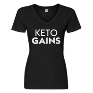Womens Keto Gains Vneck T-shirt