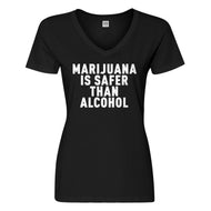 Womens Marijuana is Safer Vneck T-shirt