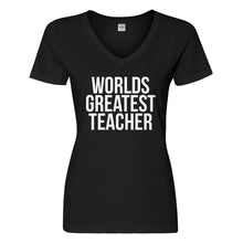 Womens Worlds Greatest Teacher Vneck T-shirt