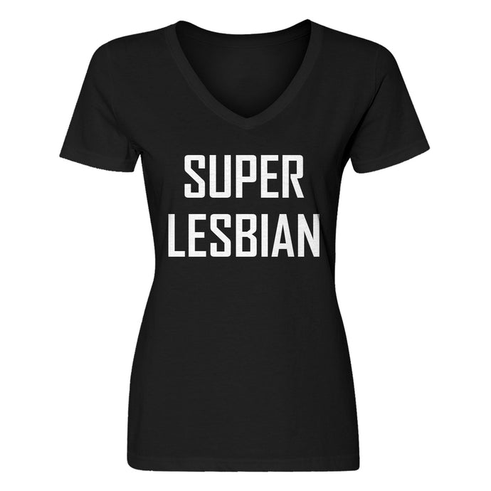 Womens Super Lesbian V-Neck T-shirt