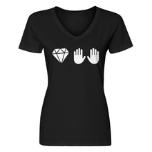 Womens DIAMOND HANDS V-Neck T-shirt