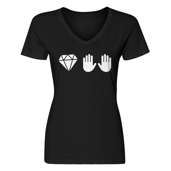 Womens DIAMOND HANDS V-Neck T-shirt