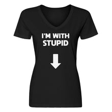 Womens I'm with Stupid Down V-Neck T-shirt