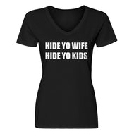 Womens Hide Your Wife Hide Yo Kids V-Neck T-shirt