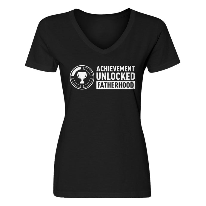 Womens Achievement Unlocked Fatherhood V-Neck T-shirt
