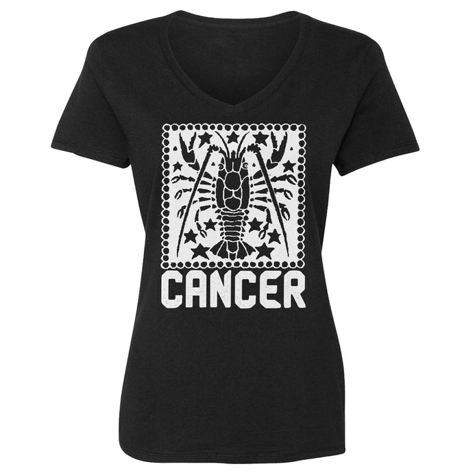 Womens Cancer Zodiac Astrology Vneck T-shirt