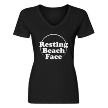 Womens Resting Beach Face V-Neck T-shirt