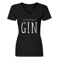 Womens My Blood Type is Gin V-Neck T-shirt