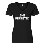 Womens She Persisted Vneck T-shirt
