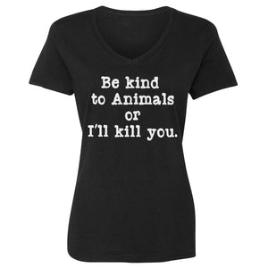 Womens Be Kind to Animals Vneck T-shirt