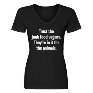 Womens Junk Food Vegans V-Neck T-shirt