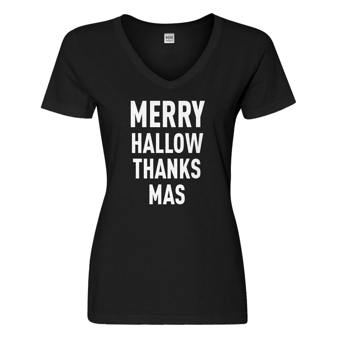 Womens Merry Hallow Thanks Mas Vneck T-shirt