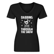 Womens Dabbing through the Snow V-Neck T-shirt