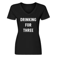 Womens Drinking For Three V-Neck T-shirt