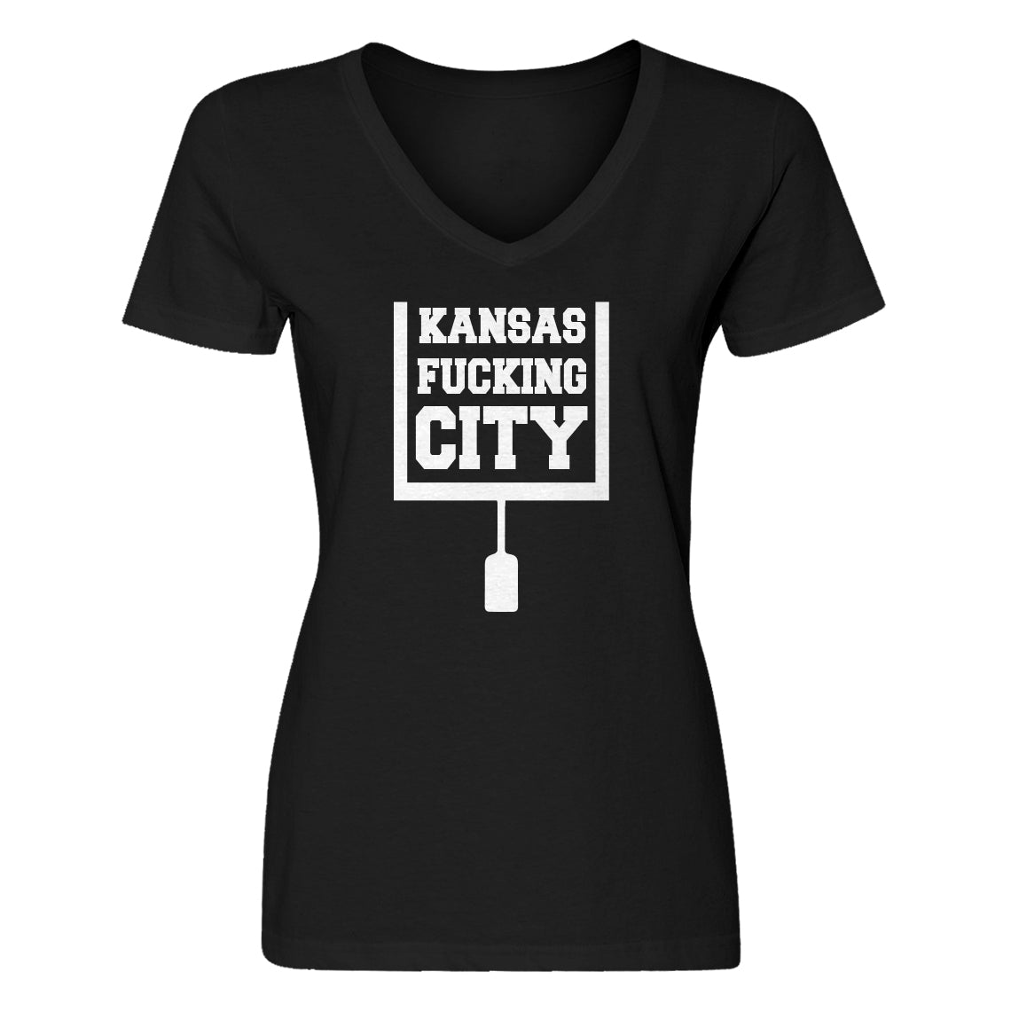 Womens Kansas Fucking City V-Neck T-shirt