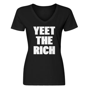 Womens YEET THE RICH V-Neck T-shirt