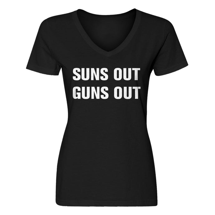 Womens Suns Out Guns Out V-Neck T-shirt