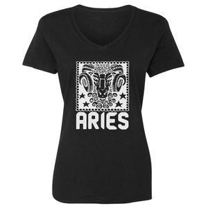 Womens Aries Zodiac Astrology Vneck T-shirt