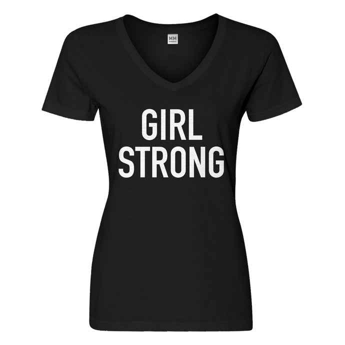 Womens Girl Strong Vneck T-shirt