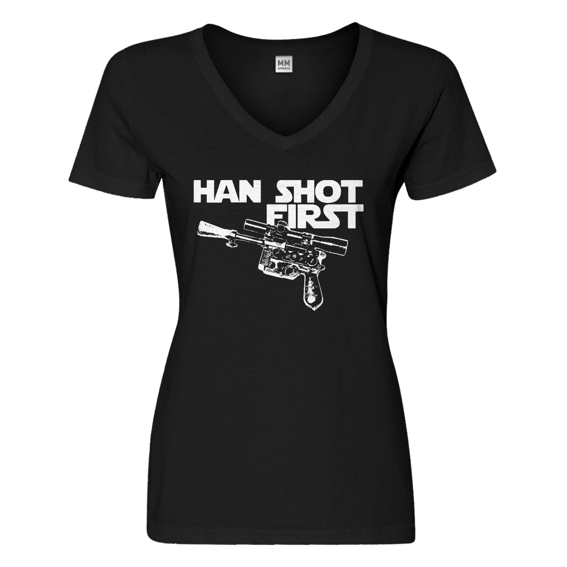 Womens Han Shot First Vneck T-shirt