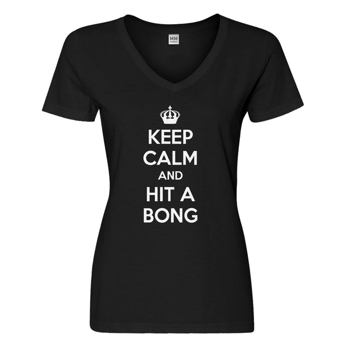 Womens Keep Calm and Hit a Bong Vneck T-shirt