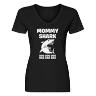 Womens Mommy Shark V-Neck T-shirt