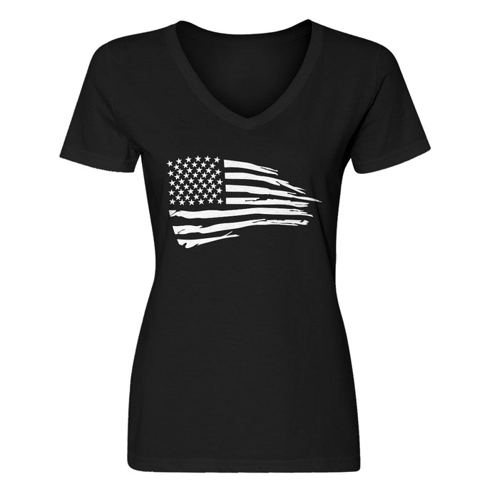 Womens American Flag V-Neck T-shirt
