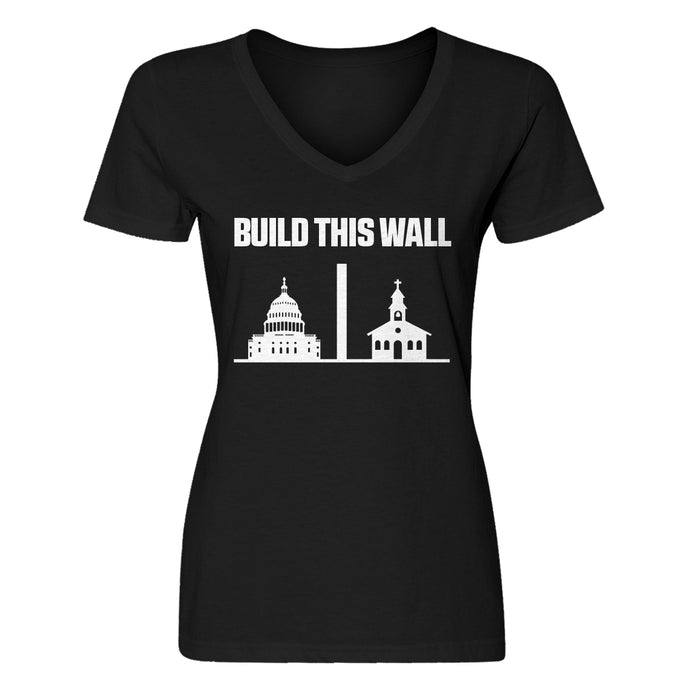Womens Build This Wall V-Neck T-shirt