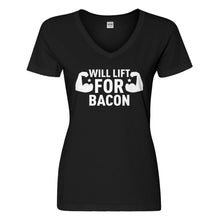 Womens Will Lift for Bacon Vneck T-shirt