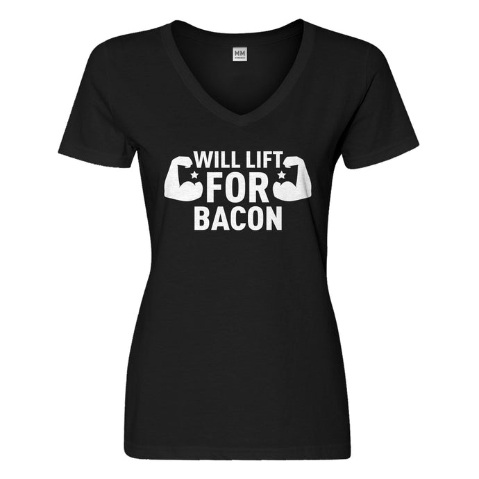 Womens Will Lift for Bacon Vneck T-shirt