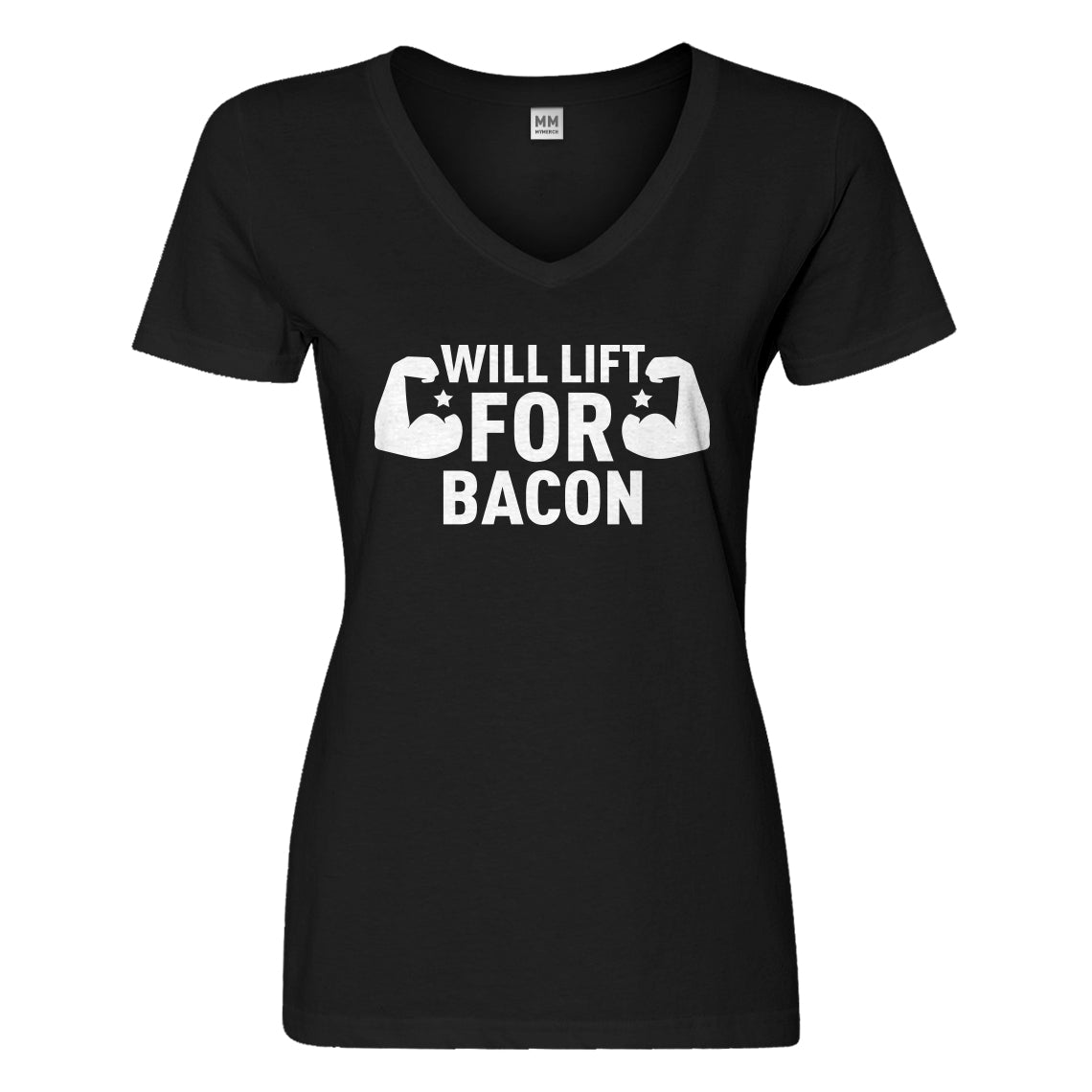 Womens Will Lift for Bacon Vneck T-shirt