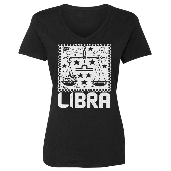 Womens Libra Zodiac Astrology Vneck T-shirt