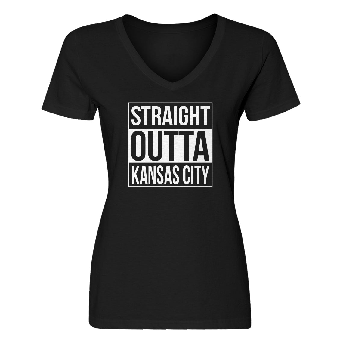Womens Straight Outta Kansas City V-Neck T-shirt