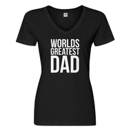 Womens Worlds Greatest Dad Vneck T-shirt