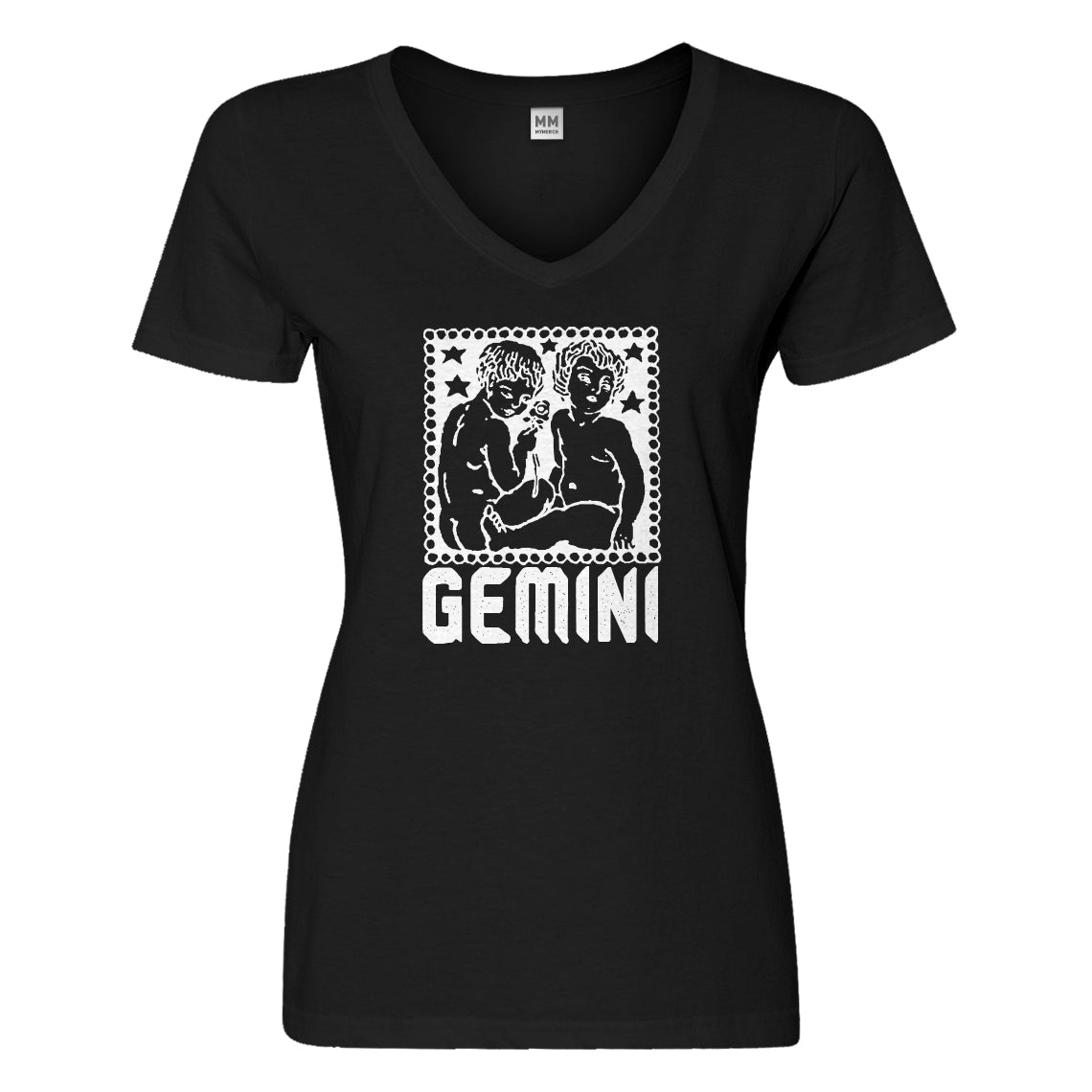 Womens Gemini Zodiac Astrology Vneck T-shirt
