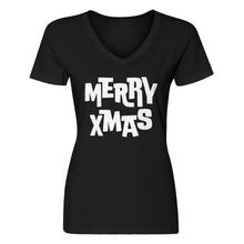 Womens Merry Xmas V-Neck T-shirt