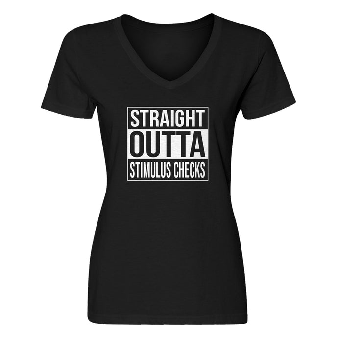 Womens Straight Outta Stimulus Checks V-Neck T-shirt