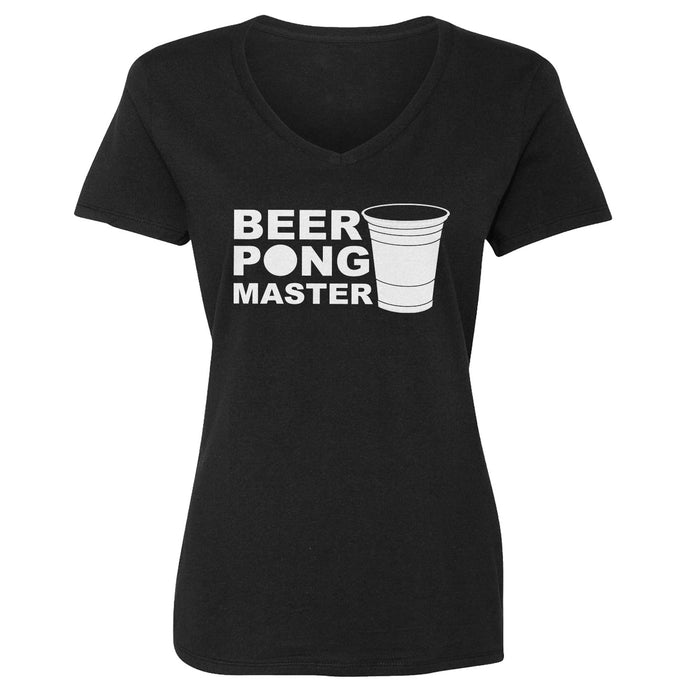 Womens Beer Pong Master Vneck T-shirt