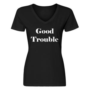 Womens Good Trouble V-Neck T-shirt